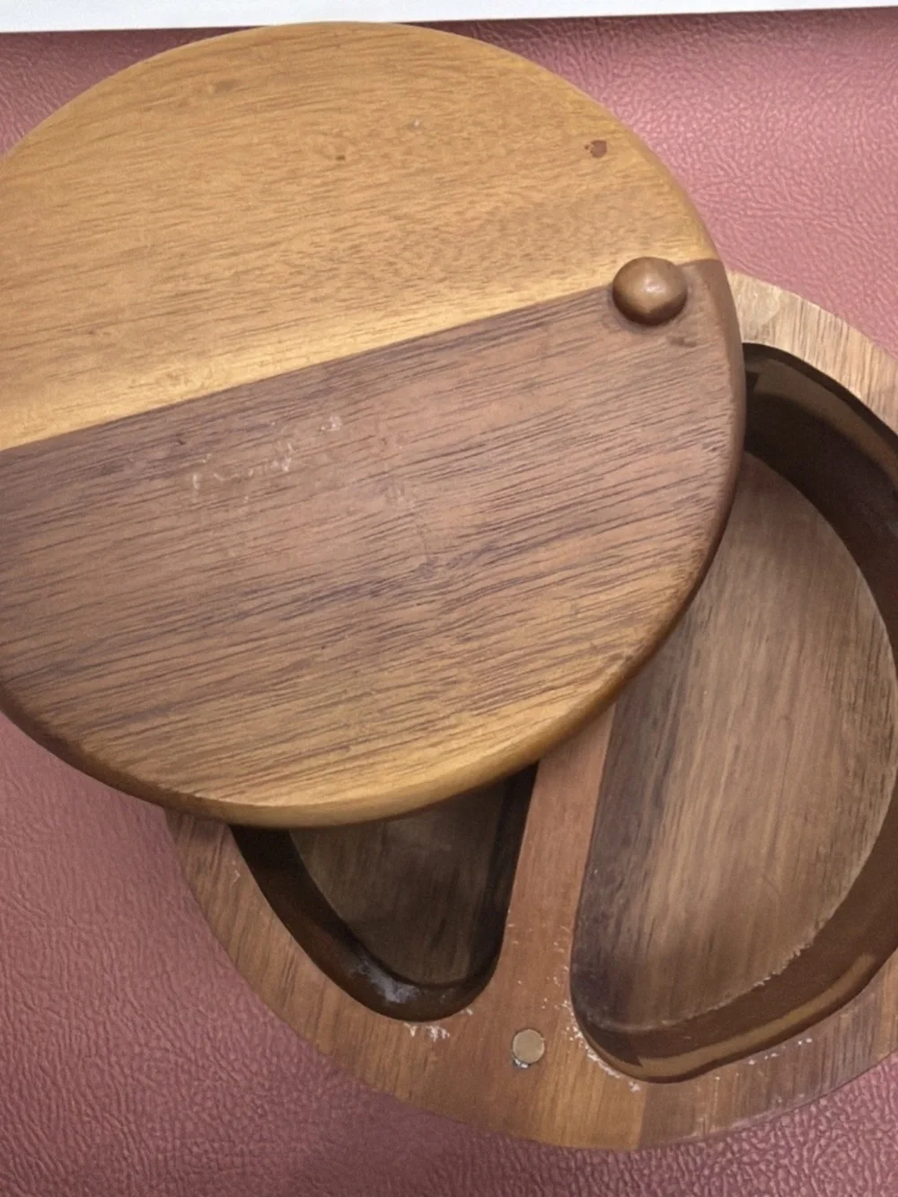Paula Deen Wood Salt Box Cellar Keeper 3 Divided Compartments w/ Swivel Lid 8